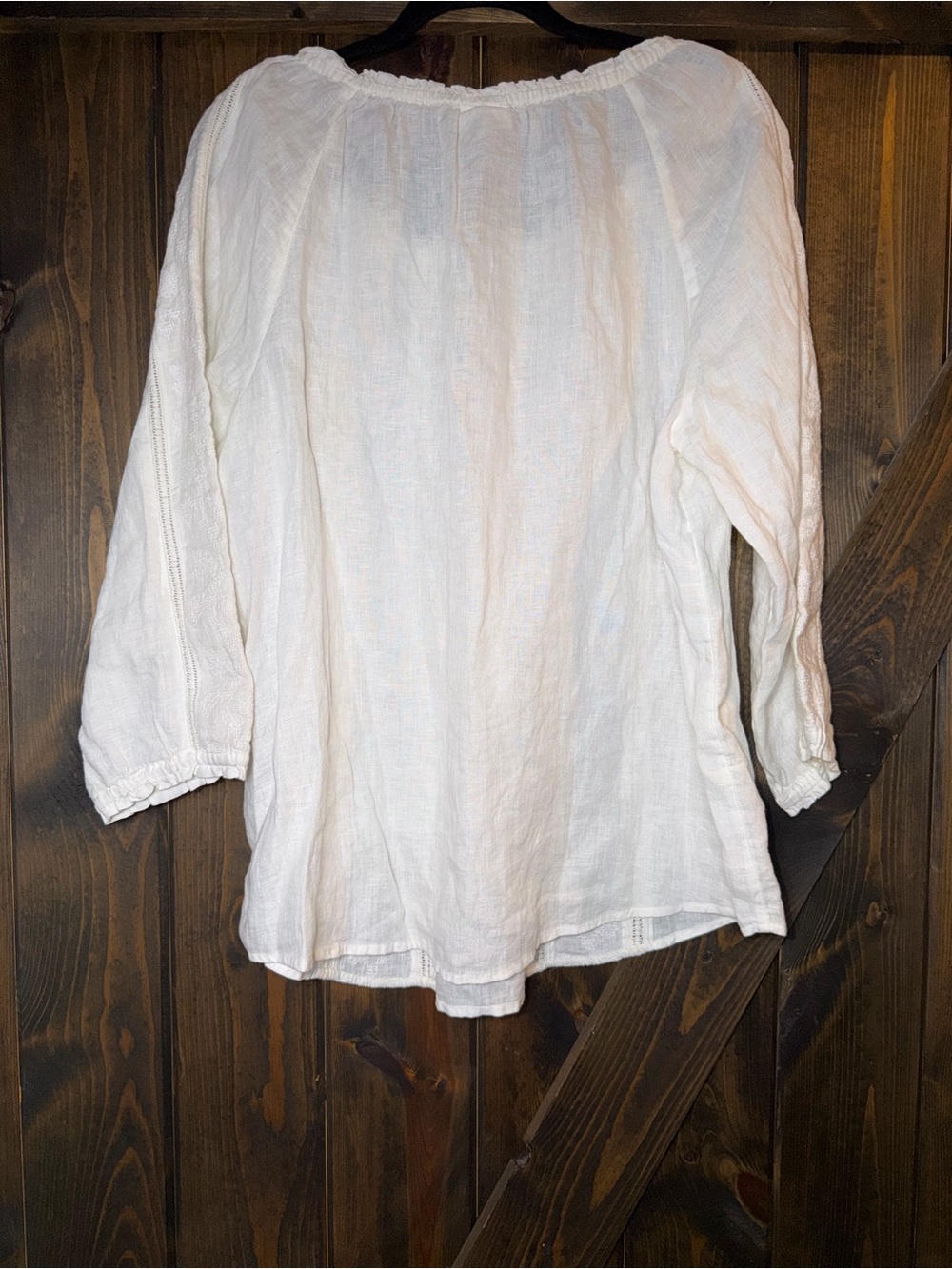 J Jill Love Linen White Lace Tunic Boho Peasant Coastal Cottagecore Top Sz L - Picture 2 of 6